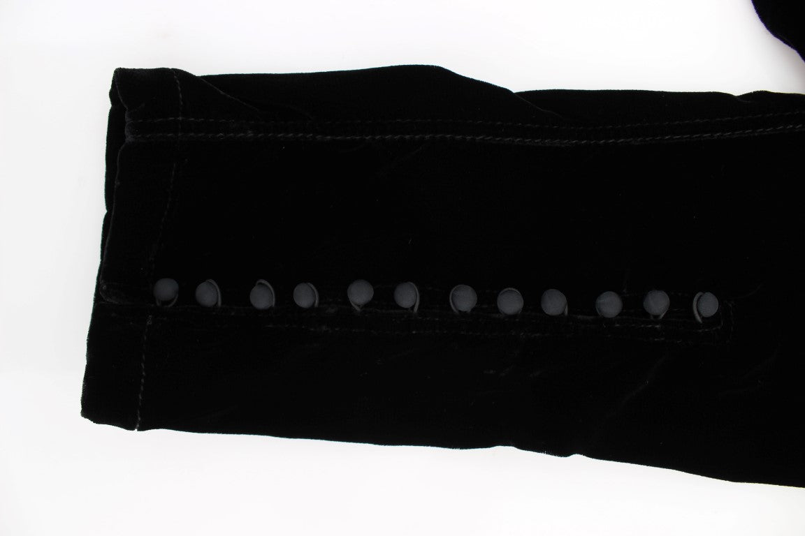 Schwarze Slim-Fit-Hose aus Samt aus Viskosemischung von Ermanno Scervino