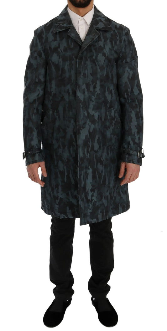 Dolce & Gabbana Blauer Camouflage-Trenchcoat