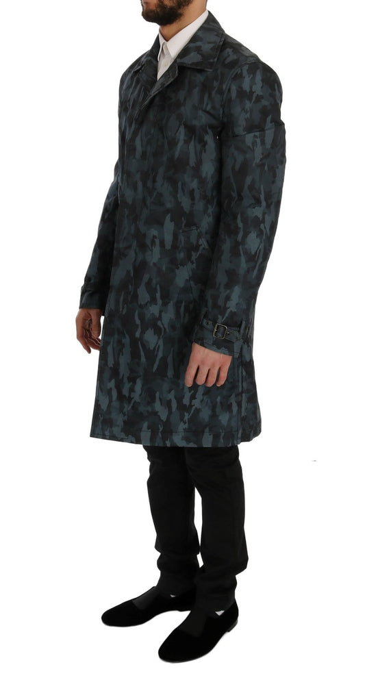 Dolce & Gabbana Blauer Camouflage-Trenchcoat