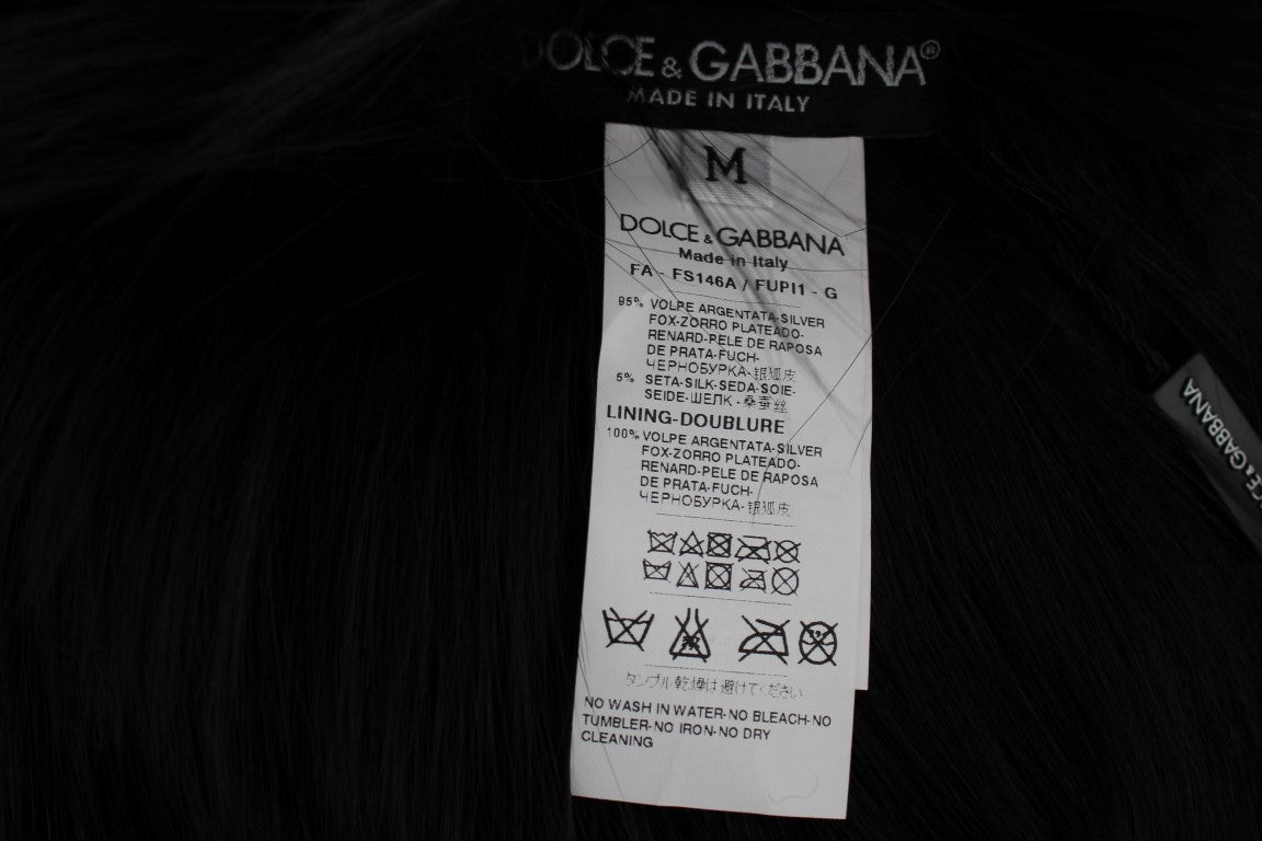 Dolce & Gabbana – Schulter-Wickelkragenschal aus schwarzem Fuchspelz