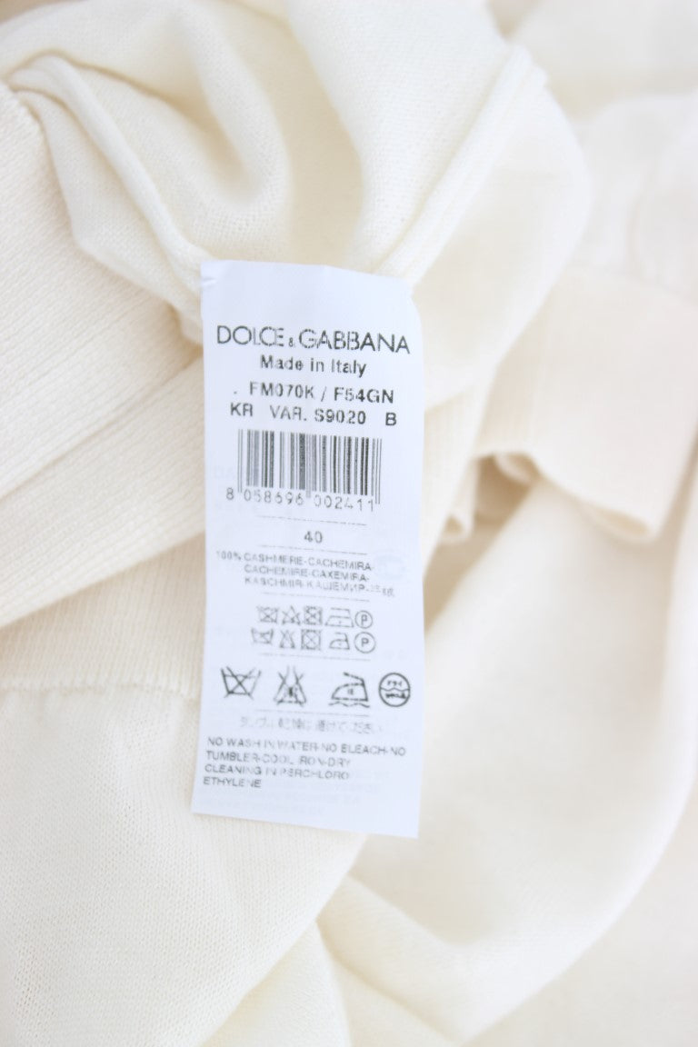 Dolce & Gabbana – Weißer Pullover aus 100 % Kaschmir