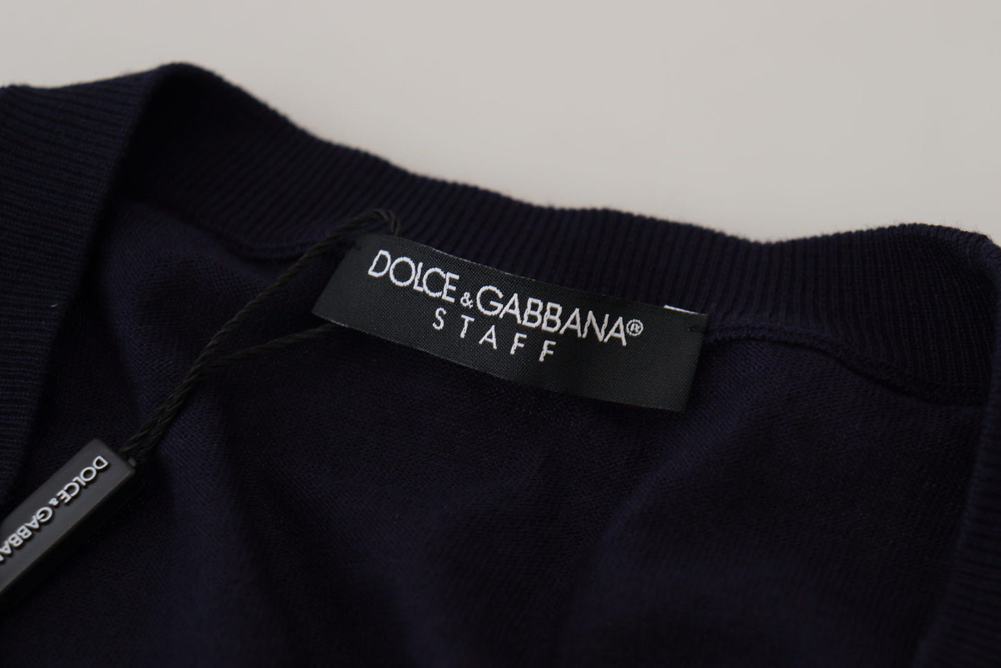 Dolce & Gabbana Blauer STAFF-Daunen-Cardigan aus Wolle