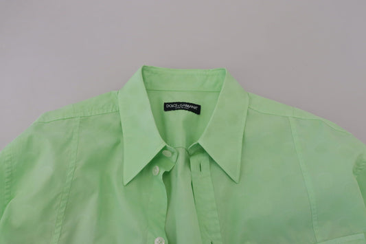 Dolce & Gabbana – Mintgrünes, langärmliges Button-Down-Hemd