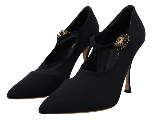 Dolce & Gabbana Schwarze Socken Stretch-Pumps mit Kristallen