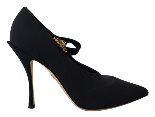 Dolce & Gabbana Schwarze Socken Stretch-Pumps mit Kristallen
