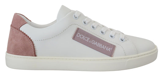Dolce & Gabbana Weiß Rosa Leder Low Top Sneakers Schuhe