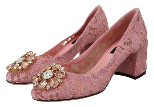 Dolce & Gabbana – Rosa Taormina-Pumps mit Kristallspitze in Pastellfarben