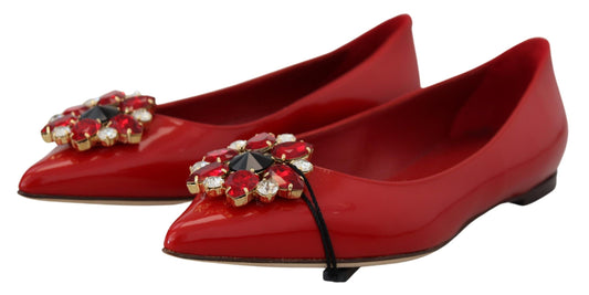Dolce & Gabbana – Loafer mit Kristallen in Rot aus Leder