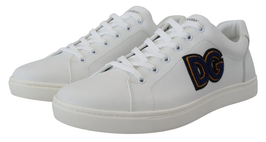Dolce & Gabbana Weiße Leder DG Logo Casual Sneakers Schuhe