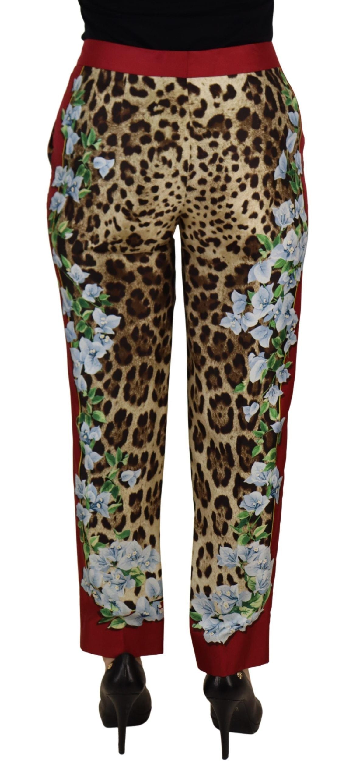 Dolce & Gabbana – Mehrfarbige Hose mit Leopardenmuster und Flora-Print in mittlerer Taille