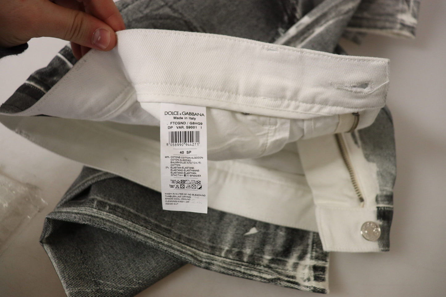 Dolce & Gabbana Grau verwaschene Jeanshose mit hoher Taille aus Baumwolle