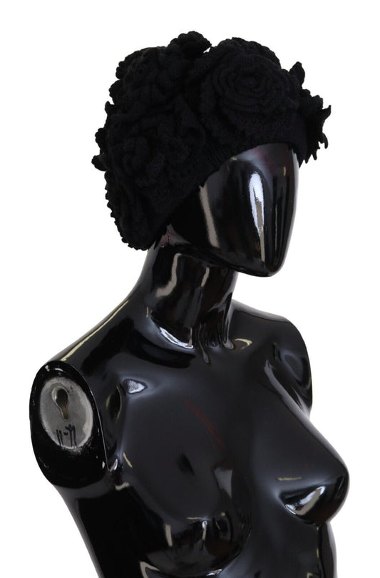 Dolce & Gabbana – Schwarze Wintermütze aus Wollstrick