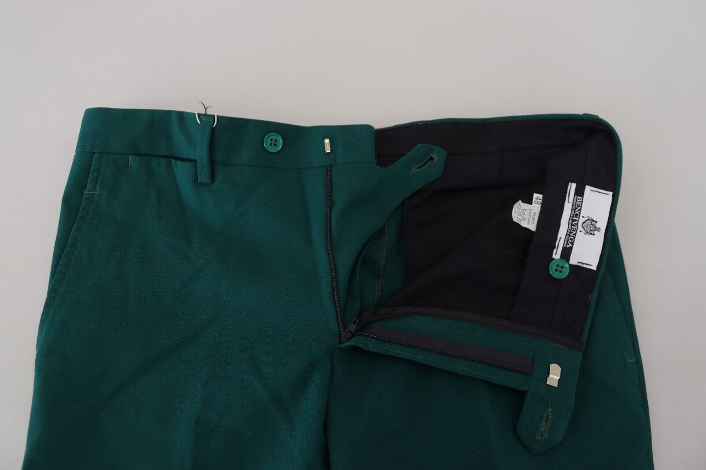BENCIVENGA Grüne Straight Fit Herren Formelle Hose