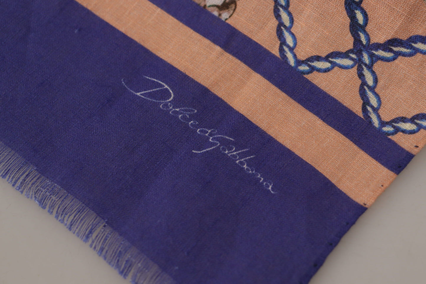 Dolce & Gabbana Blauer Leinen-Wickelschal für Herren mit Muschelmuster