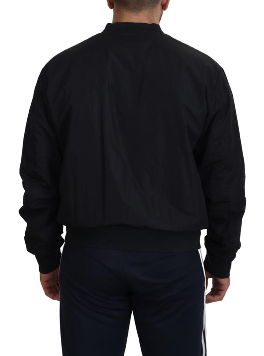 Dolce & Gabbana – Bomberjacke mit Reißverschluss und Logo aus schwarzem Nylon