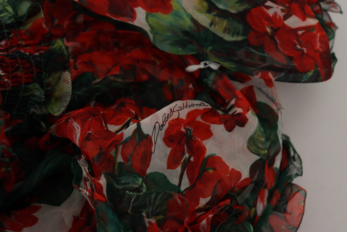 Dolce & Gabbana – Mehrfarbiges, knielanges A-Linien-Kleid in Geranienoptik