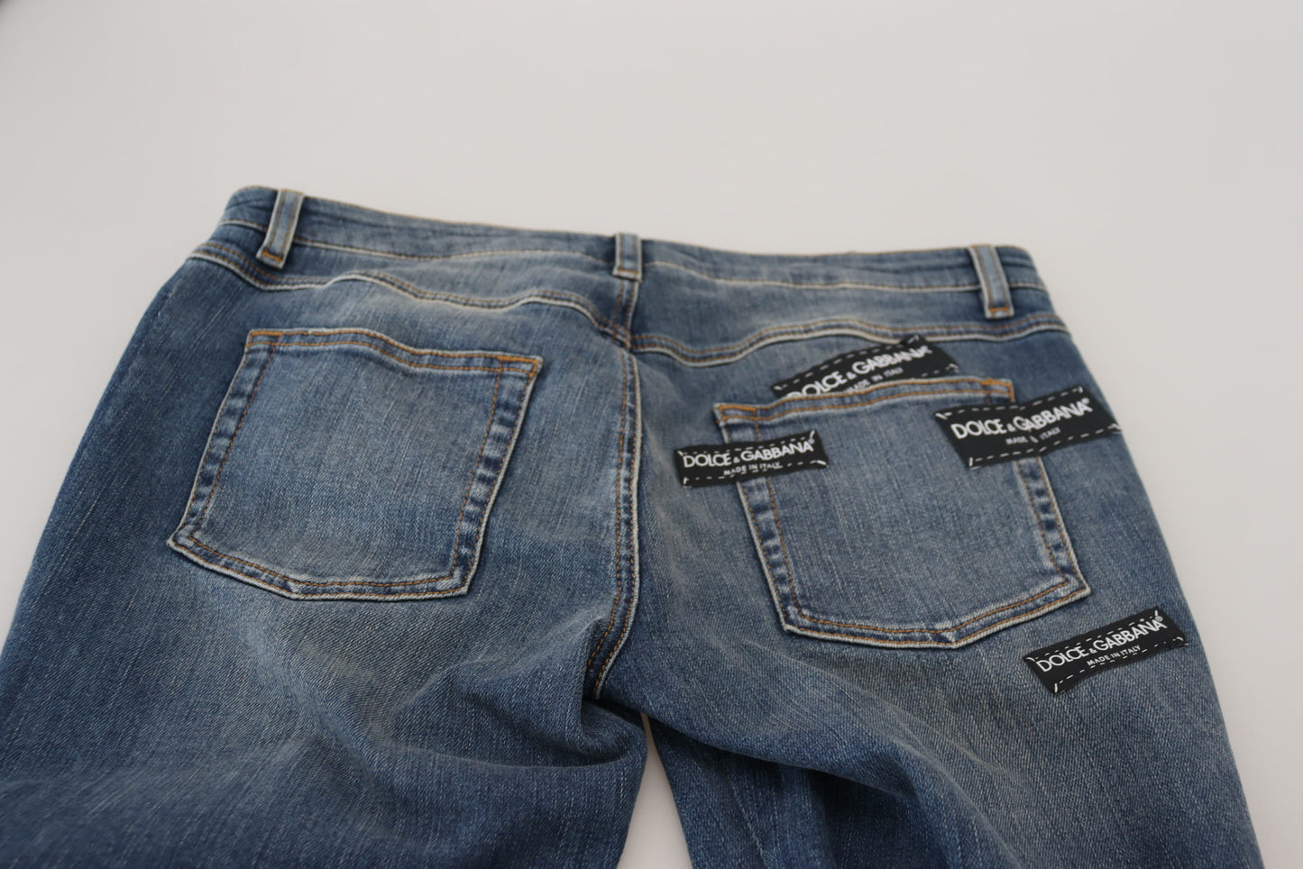 Dolce & Gabbana Blaue Jeans aus zerfetztem Baumwolldenim mit verwaschener Optik