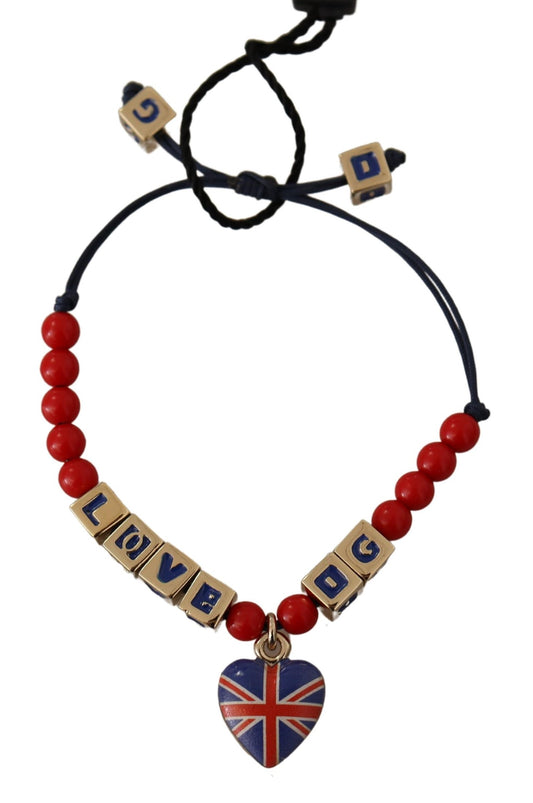 Dolce & Gabbana Armband mit rot-blauen Perlen und der Flagge „DG LOVES LONDON“