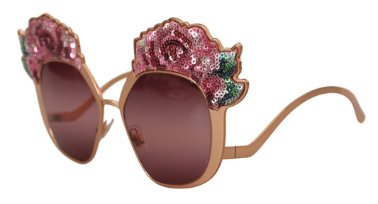 Dolce & Gabbana DG2202 Sonnenbrille mit Roségold-Paillettenstickerei