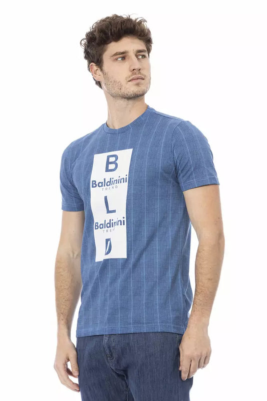 Baldinini Trend Hellblaues Herren-T-Shirt aus Baumwolle