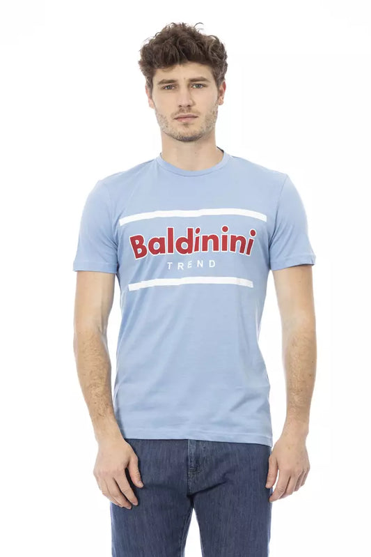 Baldinini Trend Hellblaues Herren-T-Shirt aus Baumwolle