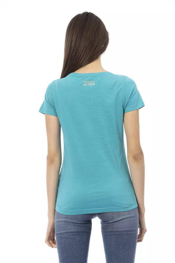 Trussardi Action Hellblaues Baumwoll-T-Shirt für Damen