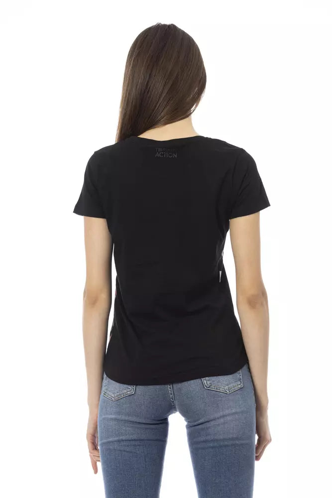 Trussardi Action Chic – Schwarzes, kurzärmliges T-Shirt mit Rundhalsausschnitt
