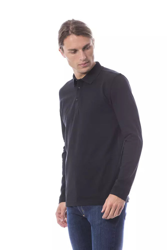 Verri Schwarzes Herren-Poloshirt aus Baumwolle mit langen Ärmeln