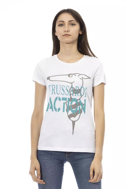 Trussardi Action Chic Weißes bedrucktes T-Shirt: Ein Must-have für die Sommergarderobe