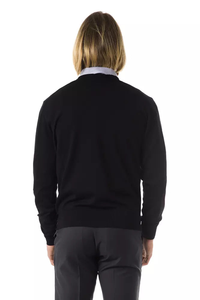 Herrenpullover aus schwarzer Merinowolle von Uominitaliani