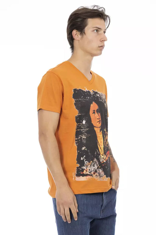 Trussardi Action Orange Baumwolle Herren T-Shirt mit V-Ausschnitt