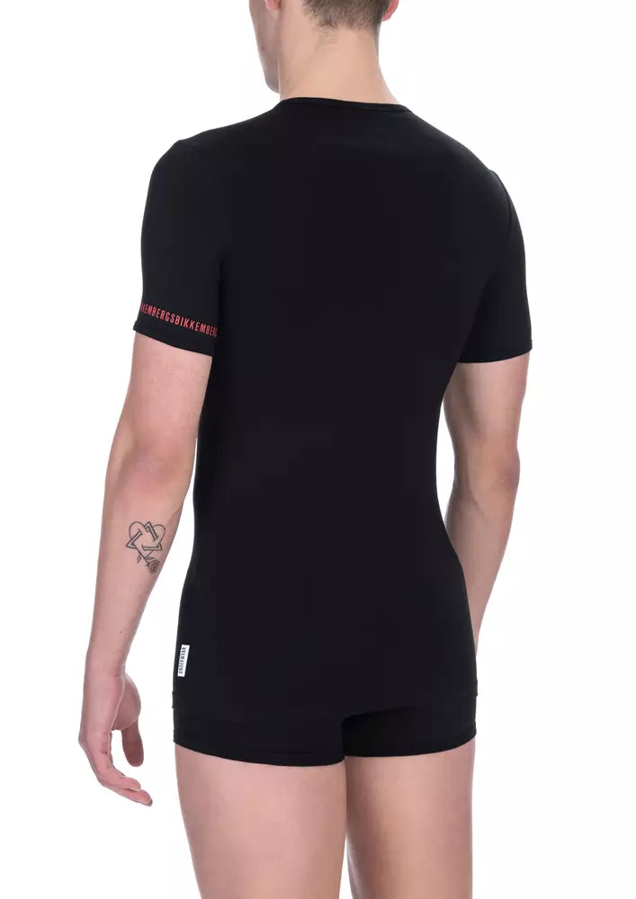 Bikkembergs Herren T-Shirt aus schwarzer Baumwolle im Doppelpack