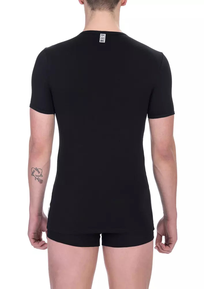 Bikkembergs Herren T-Shirt aus schwarzer Baumwolle im Doppelpack