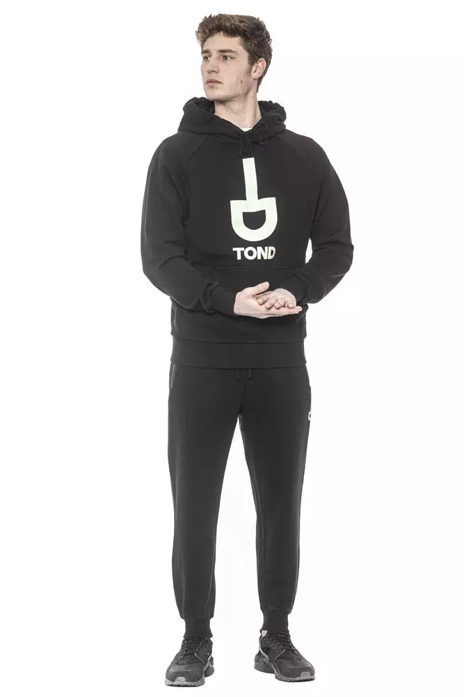 Tond Schwarzer Herrenpullover aus Baumwolle mit Kapuze