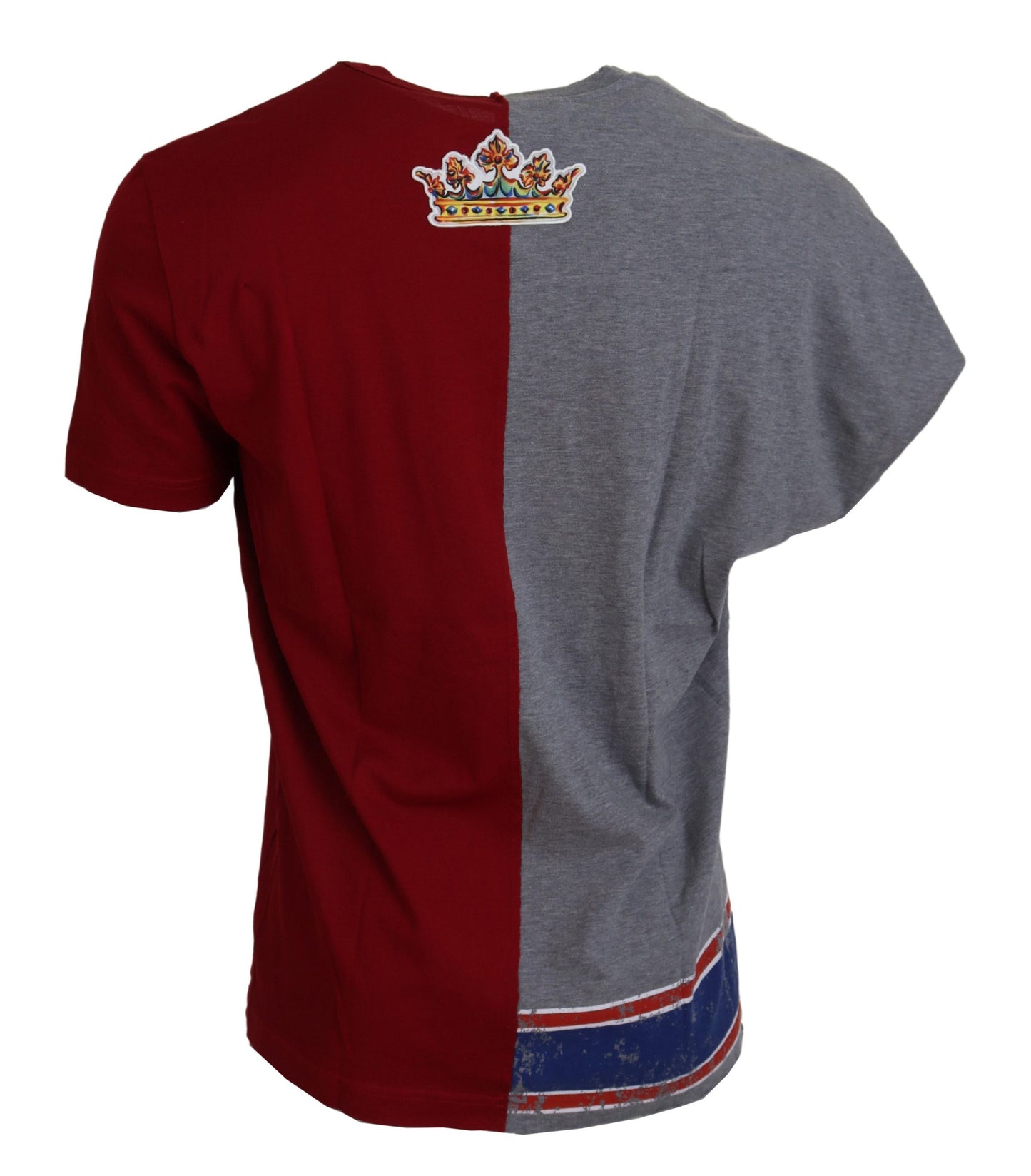 Dolce & Gabbana Rot-Graues T-Shirt mit Rundhalsausschnitt „Two Model DG Angel“