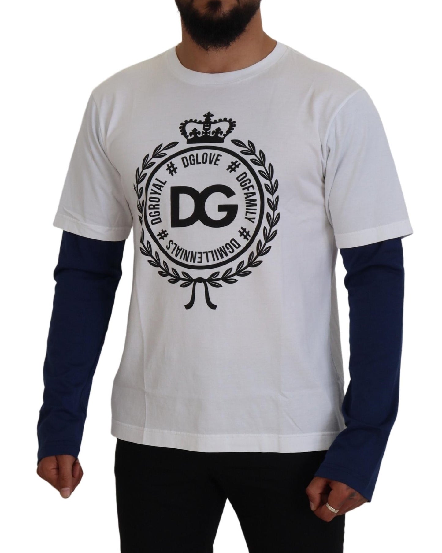 Dolce & Gabbana Weiß Blau DG Crown Pullover Pullover