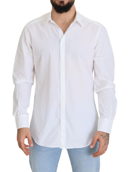 Dolce & Gabbana – Slim Fit – Weißes, formelles Hemd aus Baumwolle in GOLD