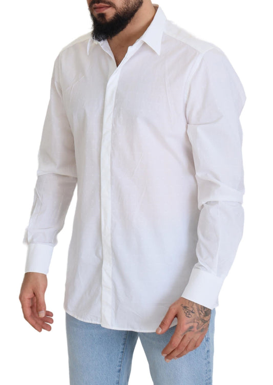 Dolce & Gabbana – Slim Fit – Weißes, formelles Hemd aus Baumwolle in GOLD