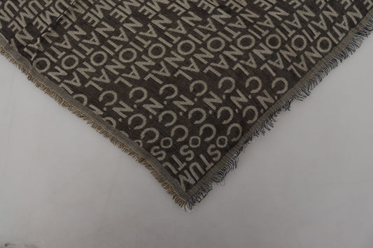 وشاح شال محبوك بشعار ناشيونال جراي مع رقبة دائرية