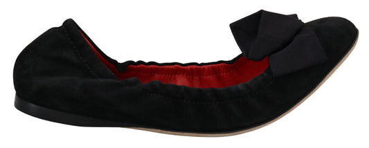 Dolce & Gabbana – Flache Slipper-Ballerinas aus schwarzem Wildleder