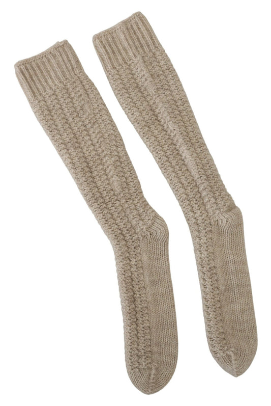 Dolce & Gabbana Beige Wollstrick Wadenlange Damensocken