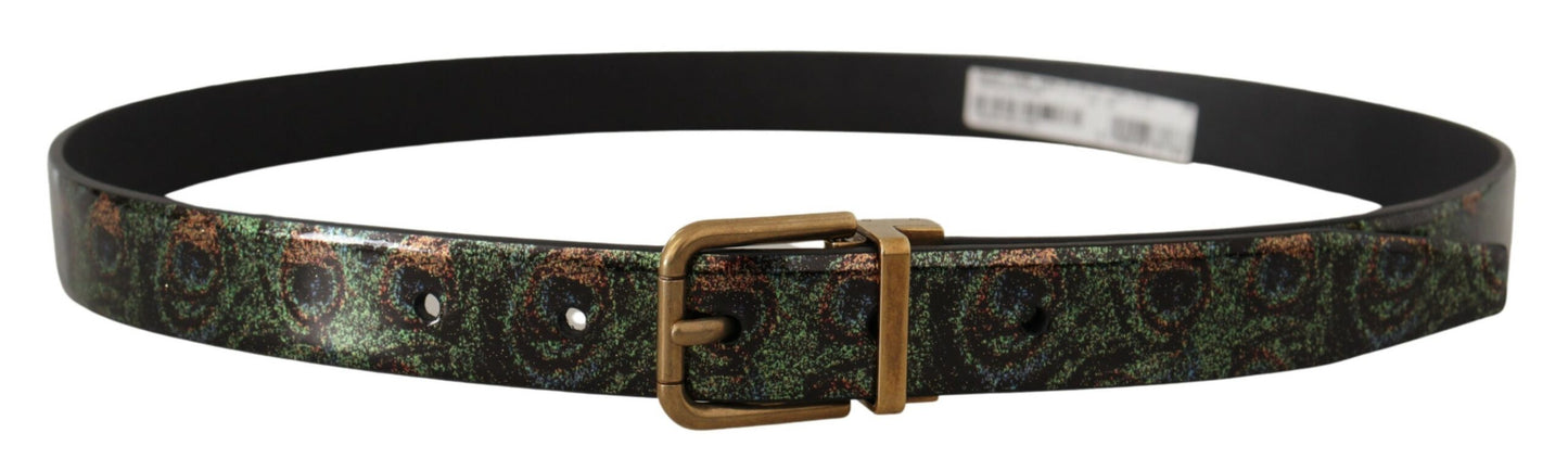 Dolce & Gabbana Mehrfarbiger Vernice Pavone-Bronze-Metallgürtel aus Leder