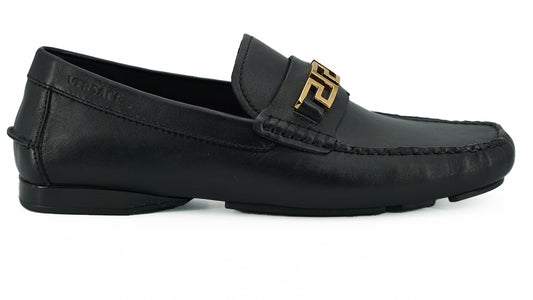 Versace Elegante Herren-Loafer aus schwarzem Kalbsleder
