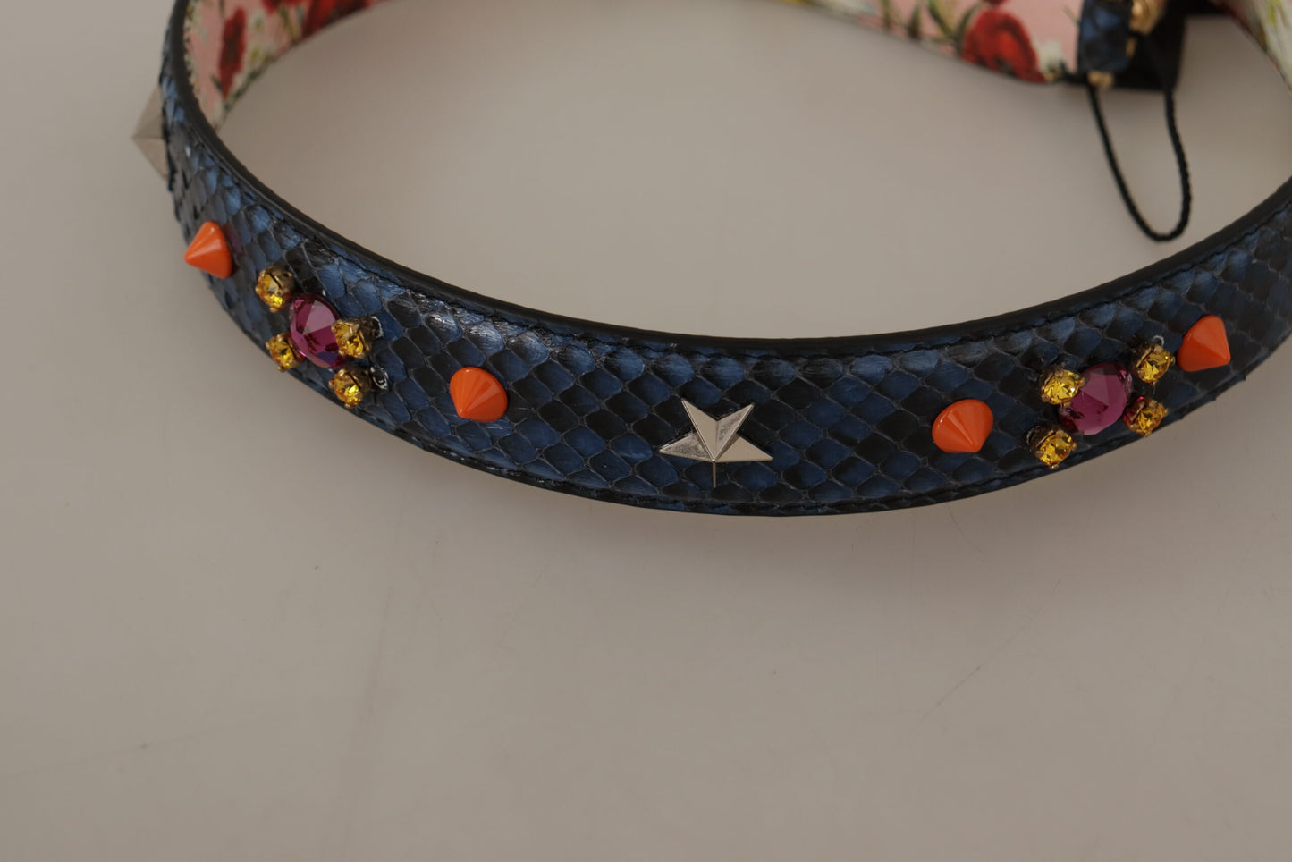 Dolce & Gabbana – Wende-Schultergurt aus exotischem Leder mit Kristallen in Blau