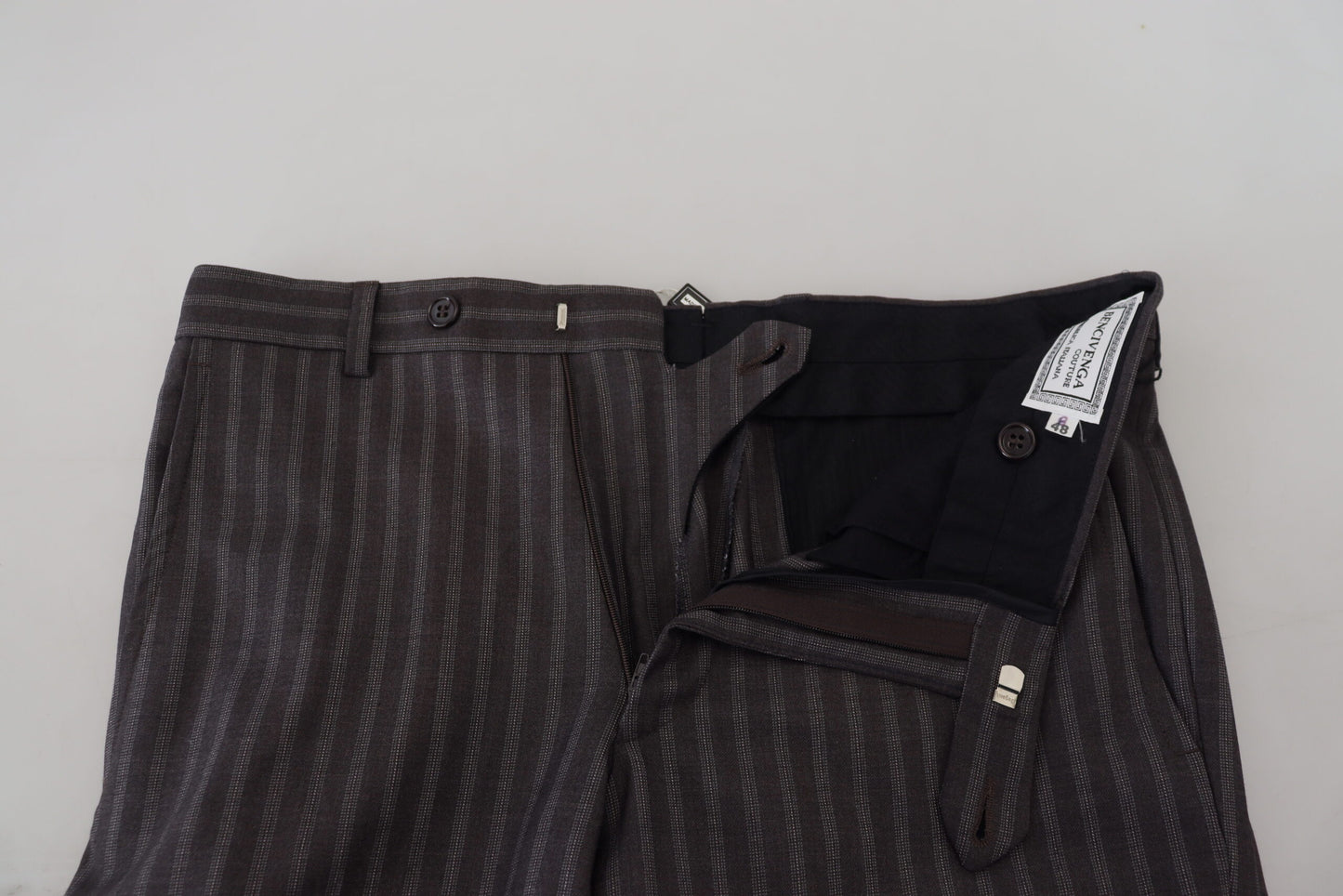 BENCIVENGA Braune Streifen Slim Fit Herrenhose