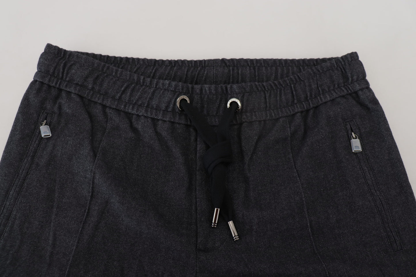 Dolce & Gabbana Graue, konisch zulaufende Baumwollhose aus Baumwolle