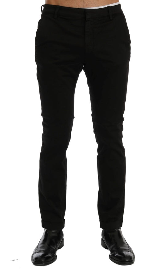 Costume National – Schwarze Slim Fit-Hose aus Baumwollstretch