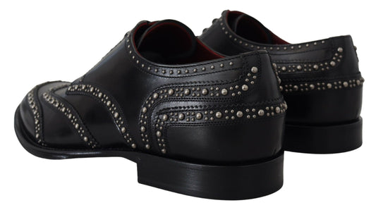 Dolce & Gabbana – Derby-Schuhe aus schwarzem Leder mit Nieten