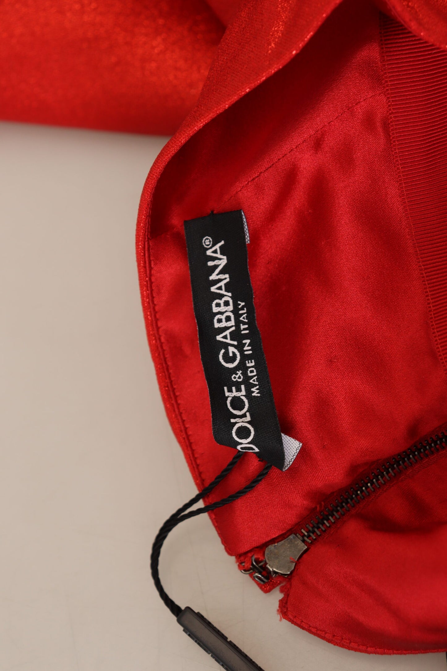 Dolce & Gabbana Metallic-Roter Minirock aus Polyester mit hoher Taille