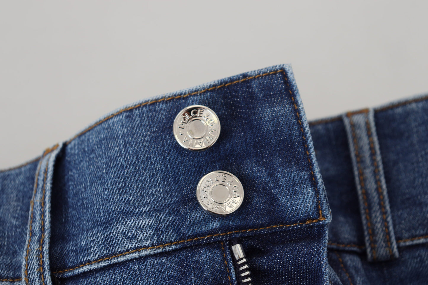 Dolce & Gabbana Blaue Jeans mit hoher Taille aus Baumwollstretch